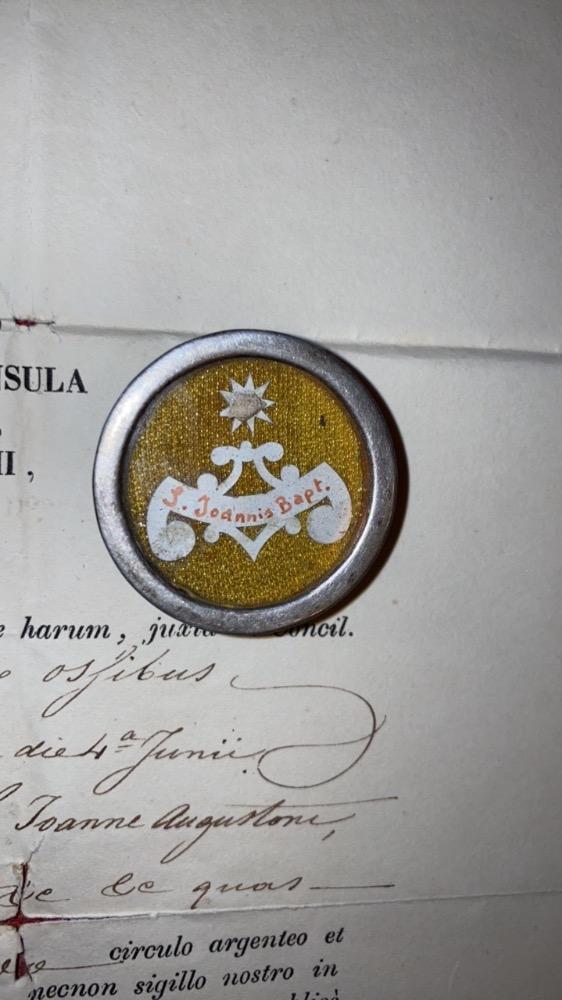 1  Reliquary - Relic St. Joann. Baptist Ex Ossibus With Original Document