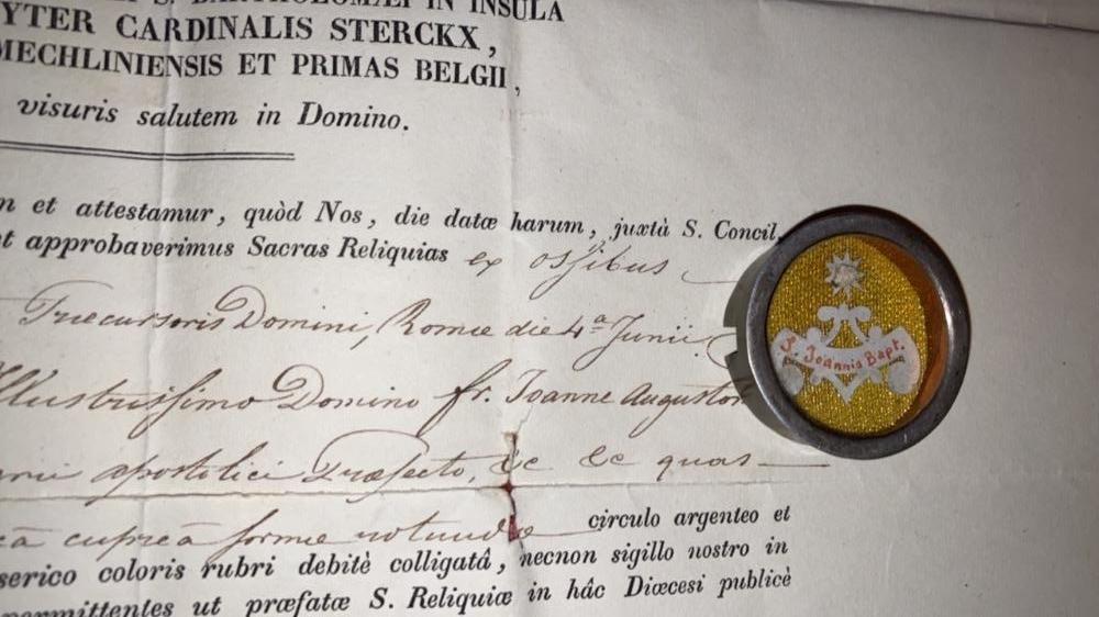 1  Reliquary - Relic St. Joann. Baptist Ex Ossibus With Original Document