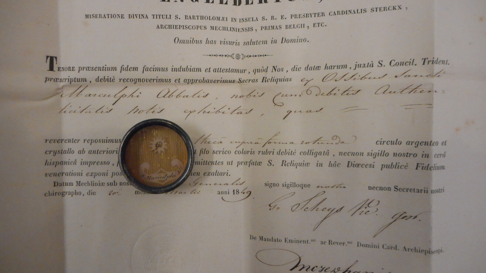 1  Reliquary - Relic St. Marculphus Abbatis With Original Document