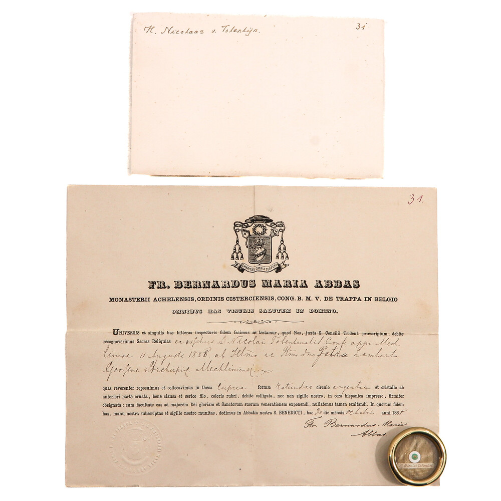 1  Reliquary - Relic St. Nicholas With Original Document