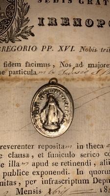 Reliquary - Relic St. Philomena Ex Indusio With Document en Silver, Roma - Italy 19th century ( anno 1841 )