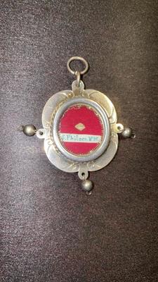 Reliquary - Relic St. Philomena Vm. en full silver / Glass / Wax Seal, France 19th century ( anno 1850 )