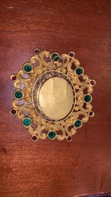 Reliquary - Relic St. Radegonde No Document en Brass / Glass / Stones / Originally Sealed, Belgium 19th century ( anno 1875 )