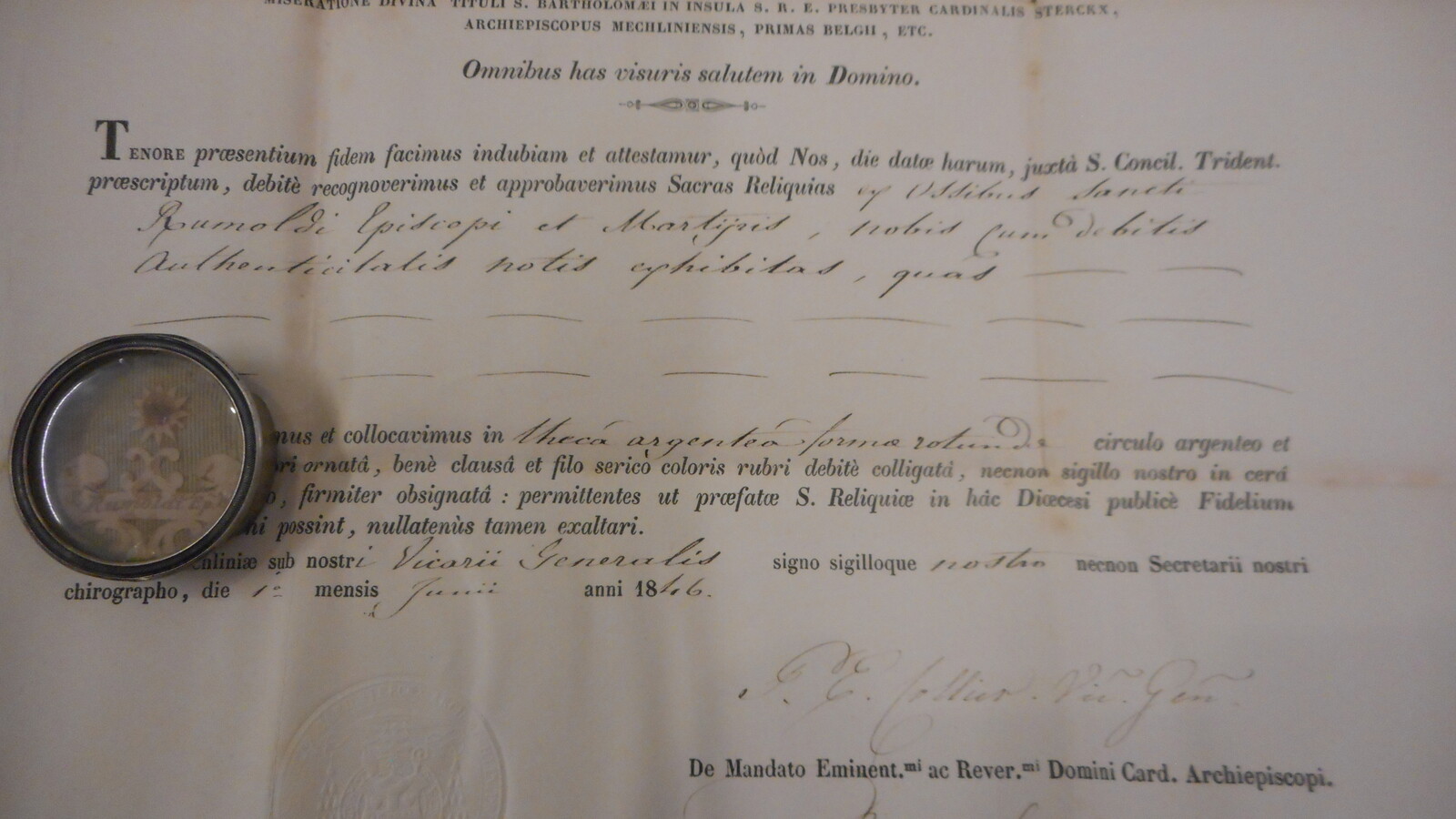 1  Reliquary - Relic St. Rumoldus With Original Document