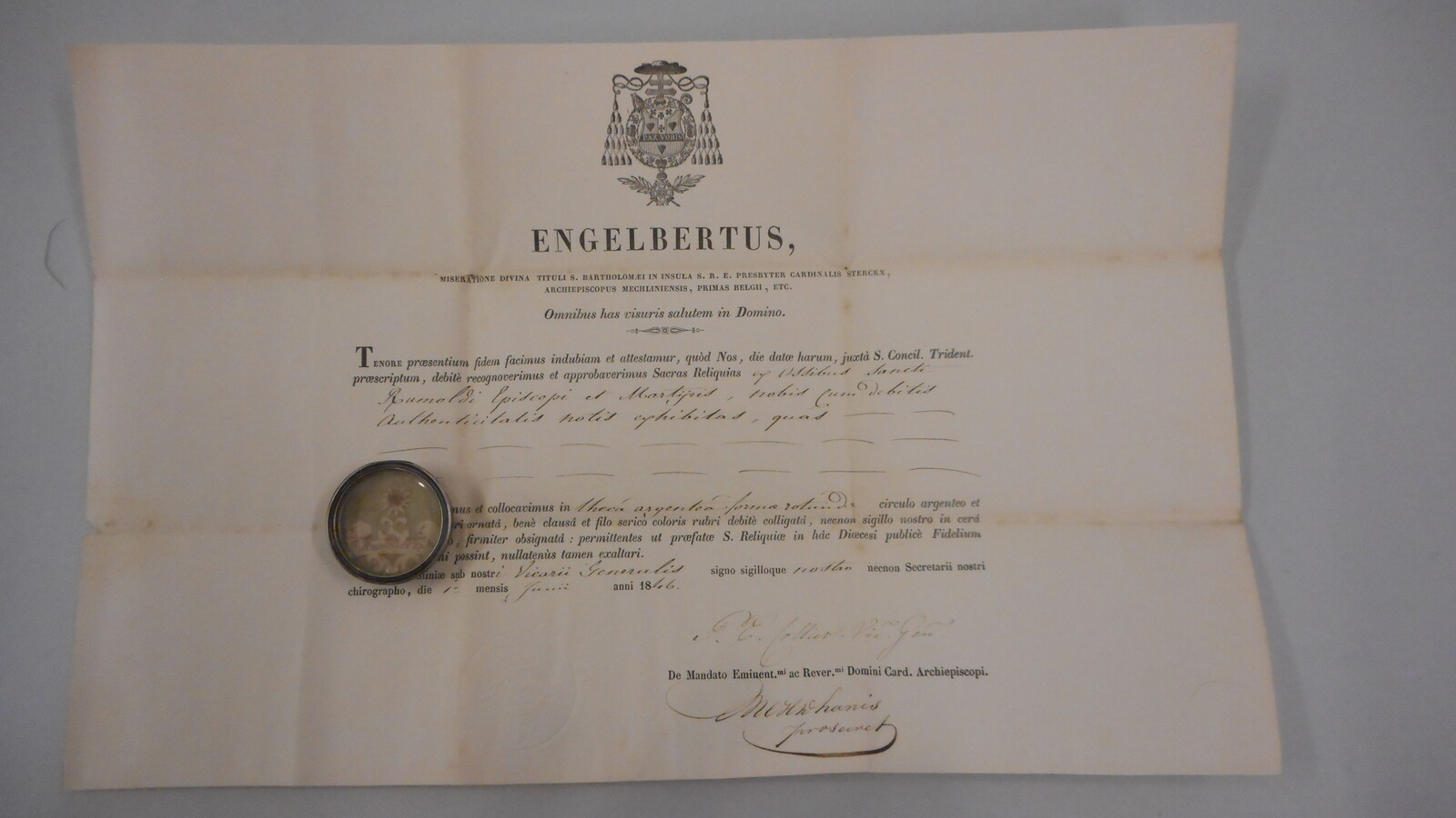 1  Reliquary - Relic St. Rumoldus With Original Document