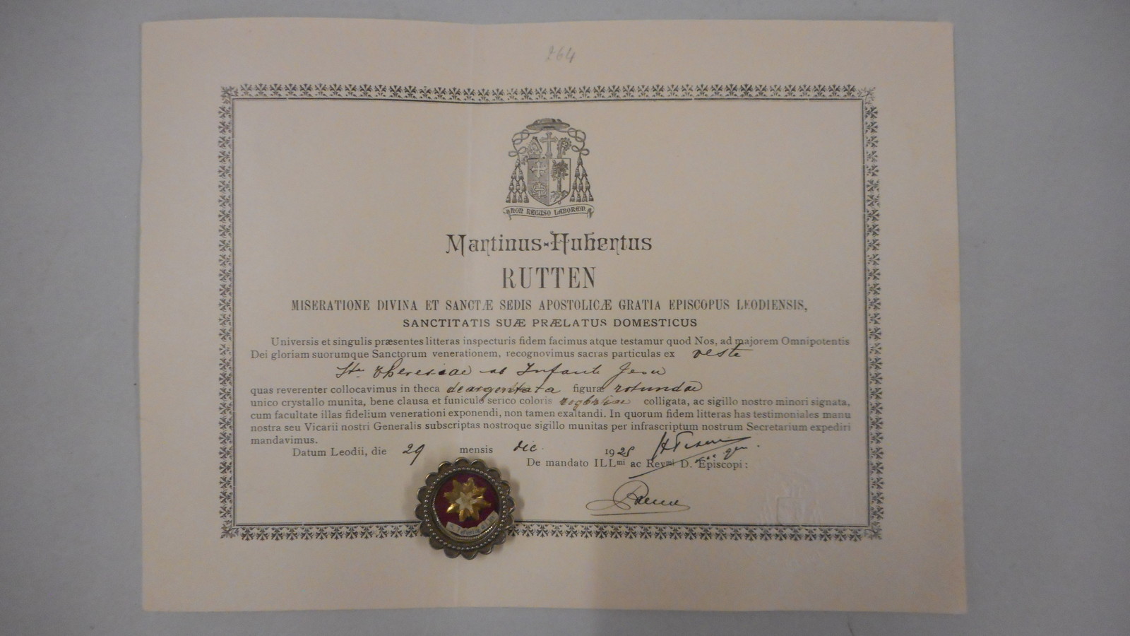 1  Reliquary - Relic St. Therese With Original Document