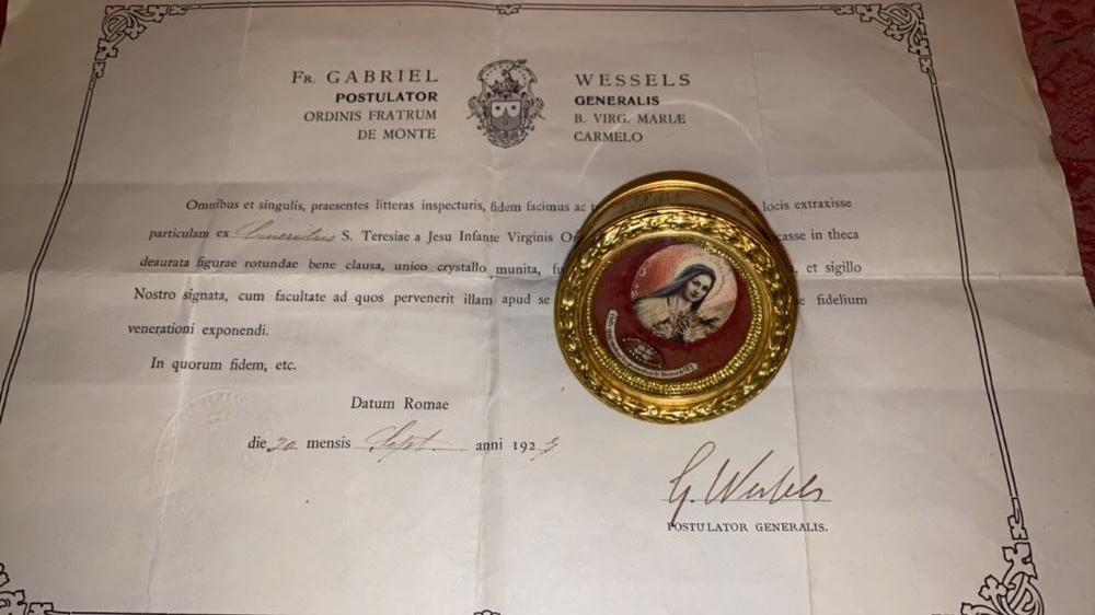 1  Reliquary - Relic St. Theresia Of Lisieux Ex Cineribus With Original Document