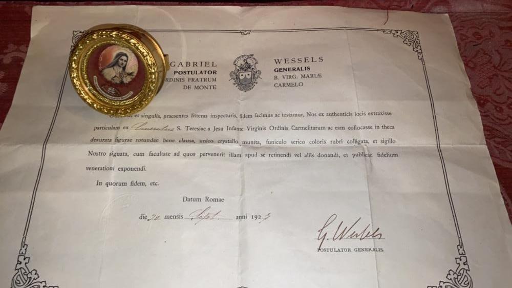 1  Reliquary - Relic St. Theresia Of Lisieux Ex Cineribus With Original Document