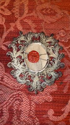 Reliquary - Relic True Cross  en Silver Filigrian / Glass / Wax Seal, Italy  18 th century