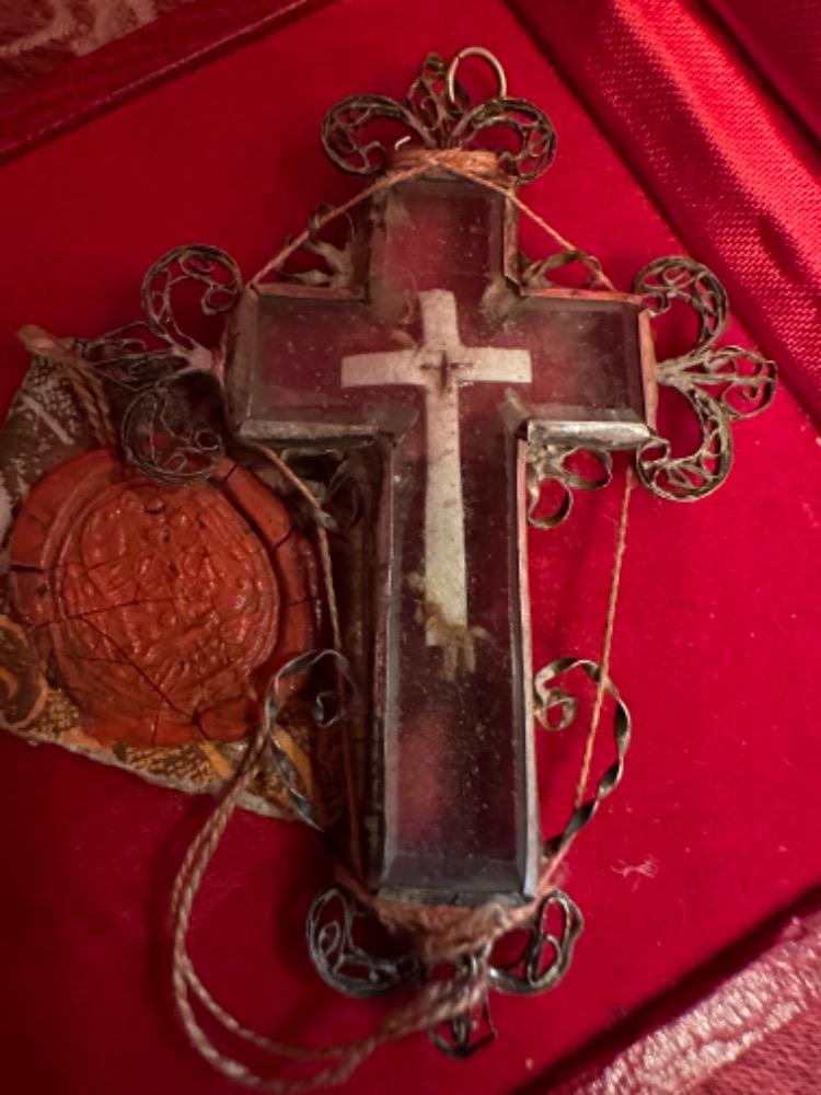 1  Reliquary - Relic True Cross Filigree Silver - Framed / Rock Crystal / Originally Sealed