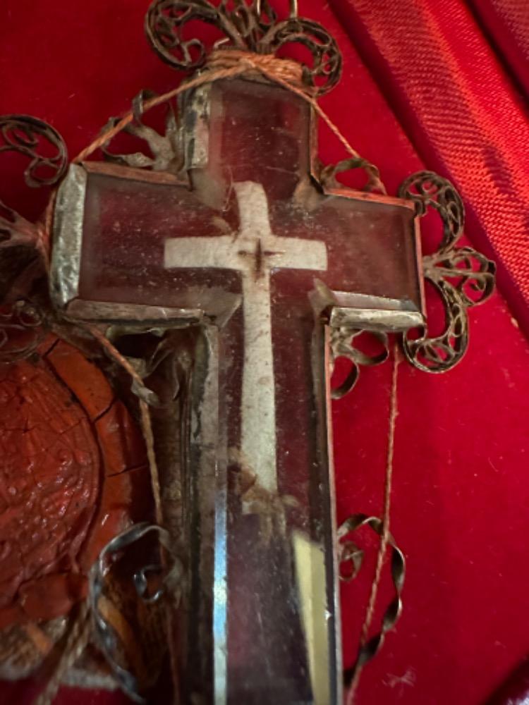 1  Reliquary - Relic True Cross Filigree Silver - Framed / Rock Crystal / Originally Sealed