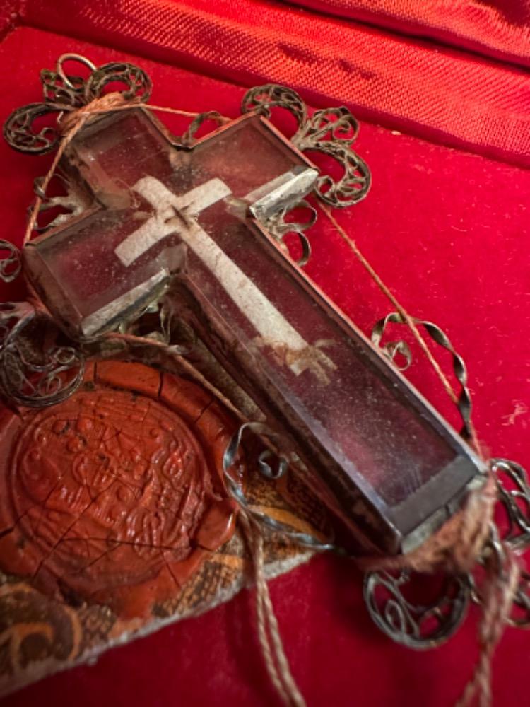 1  Reliquary - Relic True Cross Filigree Silver - Framed / Rock Crystal / Originally Sealed