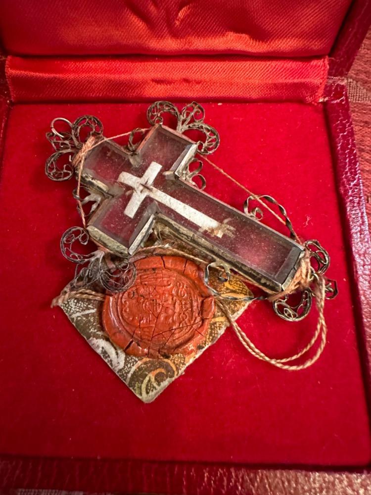 1  Reliquary - Relic True Cross Filigree Silver - Framed / Rock Crystal / Originally Sealed