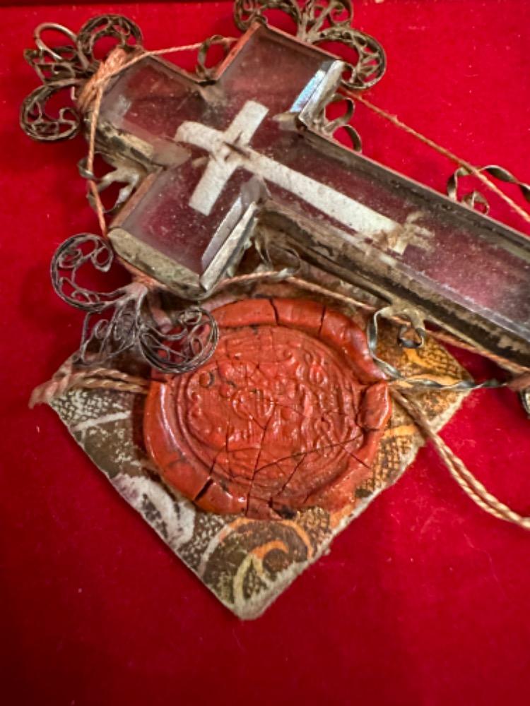 1  Reliquary - Relic True Cross Filigree Silver - Framed / Rock Crystal / Originally Sealed