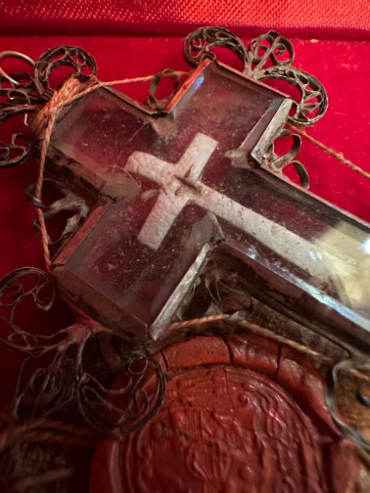 1  Reliquary - Relic True Cross Filigree Silver - Framed / Rock Crystal / Originally Sealed