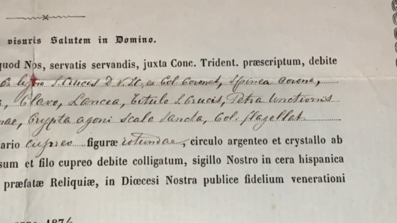 1  Reliquary - Relic With Original Document