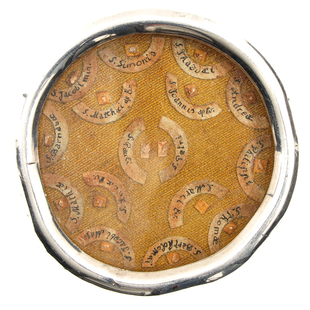 1  Reliquary - Relics 12 Apostles & The 4 Evangelists With Original Document