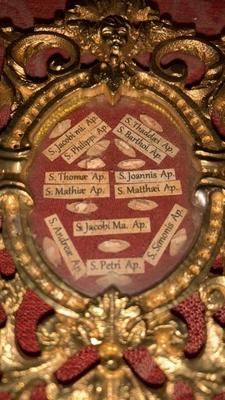 Reliquary Relics Of All 12 Apostles  en Bronze / Gilt / Glass, Belgium 19th century