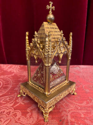 Reliquary - Relics Ss. Maximi Et Venerandi Et Soc. Mm. en Brass / Bronze, France 19 th century