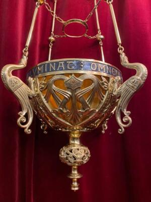 Exceptional Sanctuary Lamp style Renaisance - Style en Bronze / Polished and Varnished, France 19 th century ( Anno 1865 )