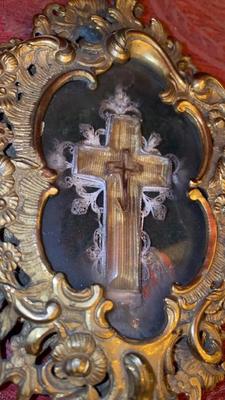 Reliquary - Relic True Cross Rock Crystal style Rococo  en Brass / Bronze / Gilt / Glass, Italy  18 th century