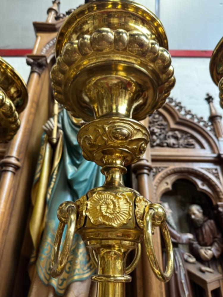 1 Rococo - Style Altar -Set 6 Matching Large Candle Sticks Height Without Pin: 130 Cm !