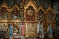 Classicistic Altar , Hand-Carved Wood / Gilt , Table Full Oak , Bronze Tabernacle (Safe) , Corpus & Reliefs Wood , Angels Terra-Cotta style roman en wood polychrome, Dutch 19th century