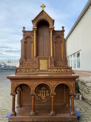 Altar style Romanesque en Oak wood / Gilt / Painted, France 20 th century ( Anno 1930 )