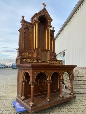 Altar style Romanesque en Oak wood / Gilt / Painted, France 20 th century ( Anno 1930 )