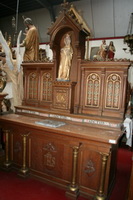 Altar style Romanesque en wood oak, Belgium 19th century