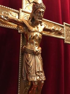 Altar - Cross style Romanesque en Full - Bronze - Polished and Varnished., France 19th century ( anno 1890 )