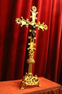 Altar - Cross style Romanesque en Bronze / Gilt, France 19th century