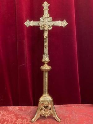 Altar - Cross style Romanesque en Bronze / Polished / New Varnished, France 19th century ( anno 1890 )