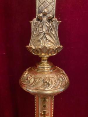 Altar - Cross style Romanesque en Bronze / Polished / New Varnished, France 19th century ( anno 1890 )