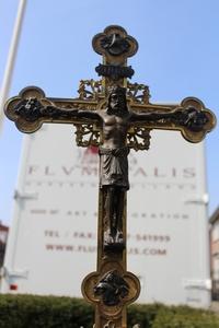 Altar - Cross style Romanesque en bronze, France 19th century