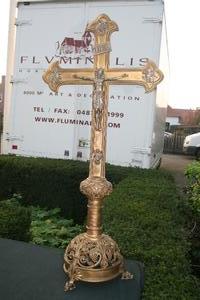 Altar - Cross style Romanesque en Brass / Bronze, France 19th century