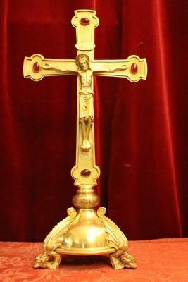 Altar - Cross style Romanesque en Brass / Bronze / Gilt , Belgium 19th century