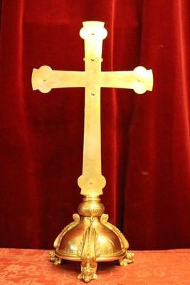Altar - Cross style Romanesque en Brass / Bronze / Gilt , Belgium 19th century