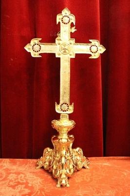 Altar - Cross style Romanesque en Bronze / Polished and Varnished, France 19th century