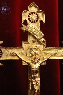 Altar - Cross style Romanesque en Bronze / Polished and Varnished, France 19th century