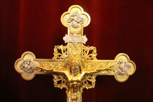 Altar - Cross Polished And Varnished. Weight 4.15 Kgs. style Romanesque en Bronze, France 19th century