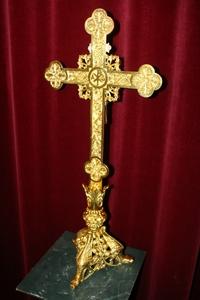 Altar - Cross Polished And Varnished. Weight 4.15 Kgs. style Romanesque en Bronze, France 19th century