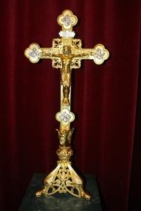 Altar - Cross Polished And Varnished. Weight 4.15 Kgs. style Romanesque en Bronze, France 19th century