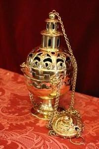 Censer style Romanesque en Brass / Polished / Varnished, Belgium 19th century