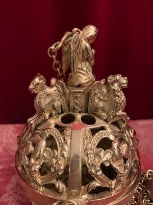 Censer Imaginations Of The 4 Evangelists On Top style Romanesque en Bronze / Polished and Varnished, France 19th century ( anno 1875 )