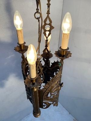 Chandelier style Romanesque en Bronze, France 19th century