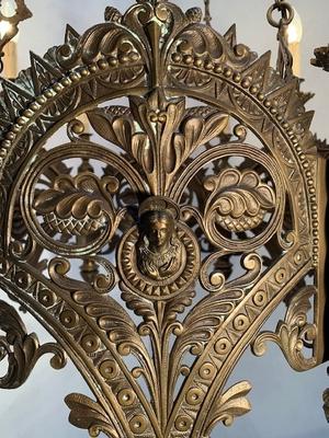 Chandelier style Romanesque en Bronze, France 19 th century