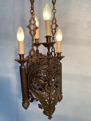 Chandelier style Romanesque en Bronze, France 19th century