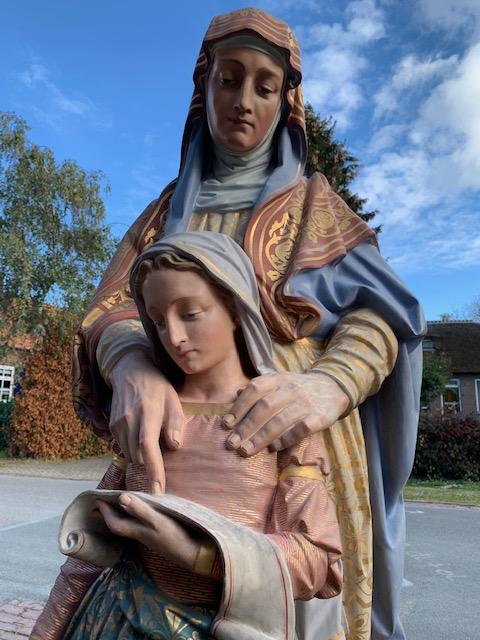 1 Romanesque Exceptional Life Size St. Anne Statue. Weight 137 Kgs.