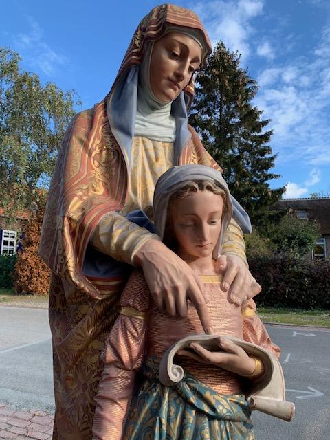 1 Romanesque Exceptional Life Size St. Anne Statue. Weight 137 Kgs.